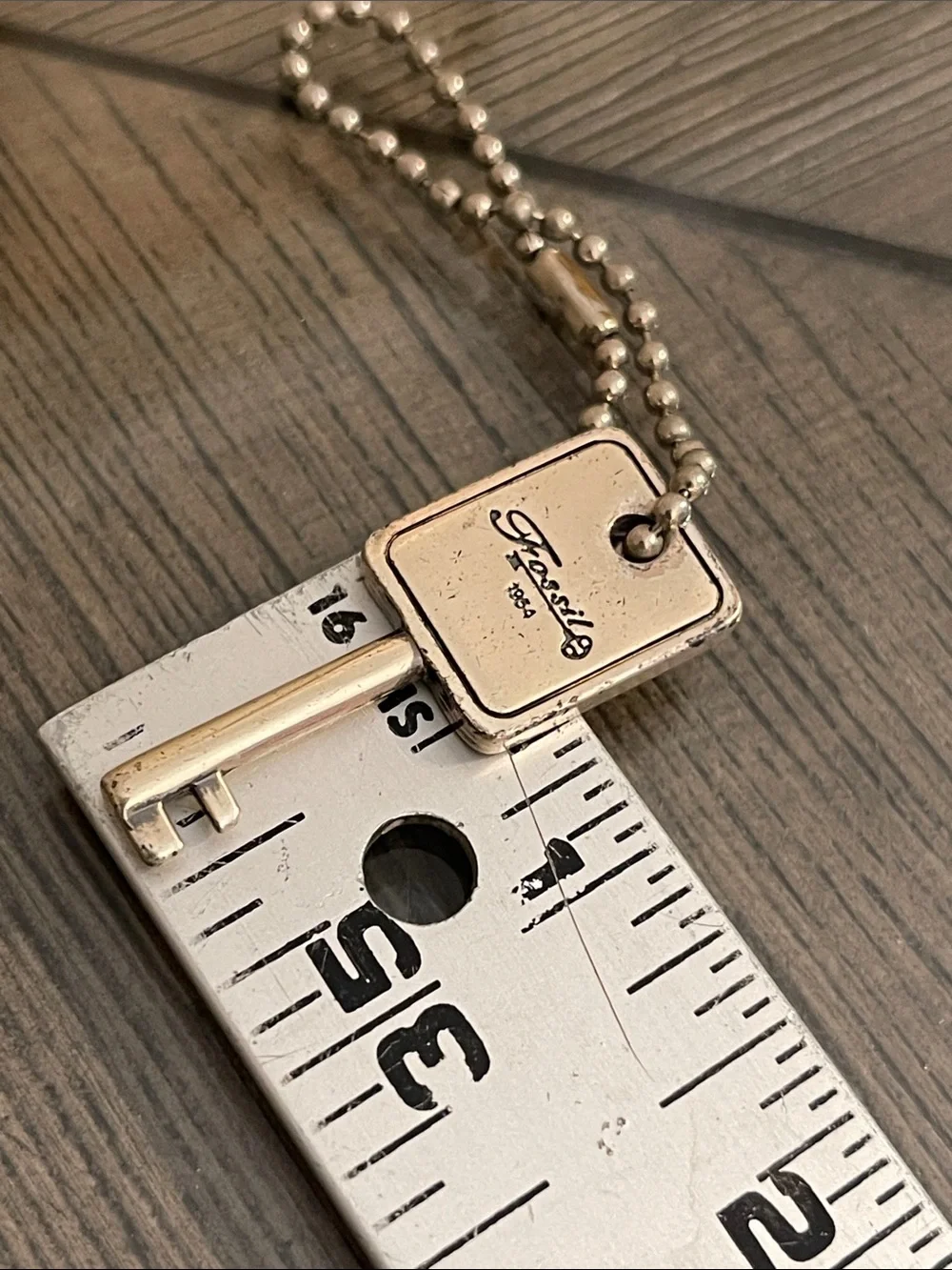 Fossil Brand Key Bag Charm on Ball Chain - Silver-tone